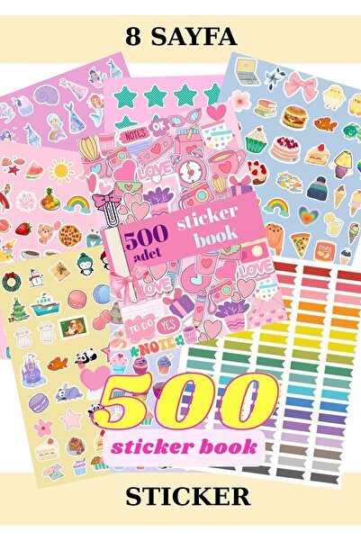 Panda 500 Adet Sticker - Ajanda ve Defterler İçin Eğlenceli Etiket Seti