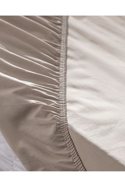 Madame Coco Manon Doppel-Spannbettlaken, 100 % Baumwolle, Ranforce, Dunkelbeige