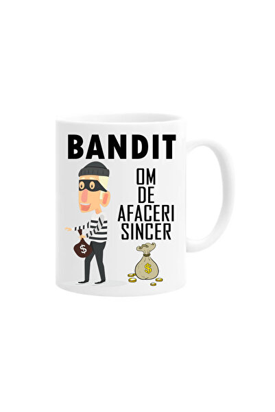 OEM Cană albă personalizată bandit om de afaceri cinstit, INOVATIX®. 330 ml