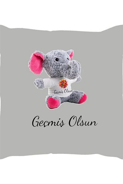 Özgüner Oyuncak 100 cm Double Heart Holding Innocent Teddy Bear Happy Birthday Elephant Pillow