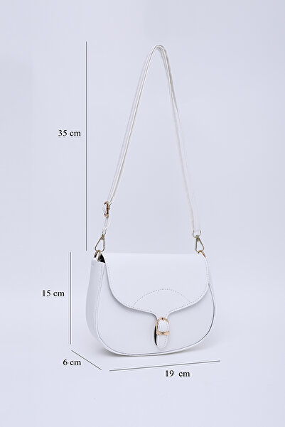 SHAKA Λευκό SHK17 από συνθετικό δέρμα, μονόχωρο, κλείσιμο με κουμπωτά, ρυθμιζόμενο λουράκι, τσάντα χειρός, χεριού και ώμου