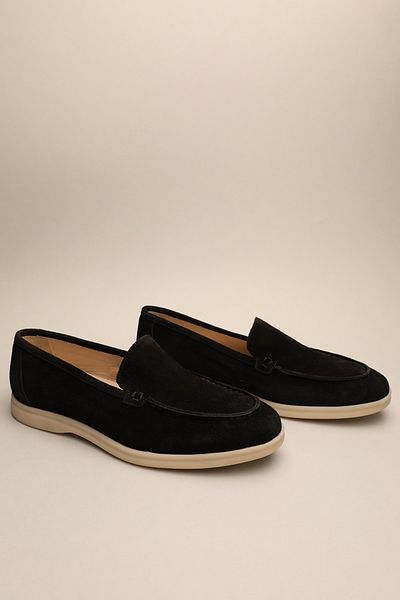 Gondol Loafer clasic pentru bărbați din piele naturală, piele de căprioară neagră 41 ttx.631