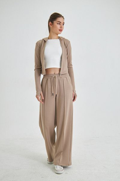 The Champ Clothing Zippered Hooded Sweatshirt, Wide Leg and Modal Fabric Tracksuit Set