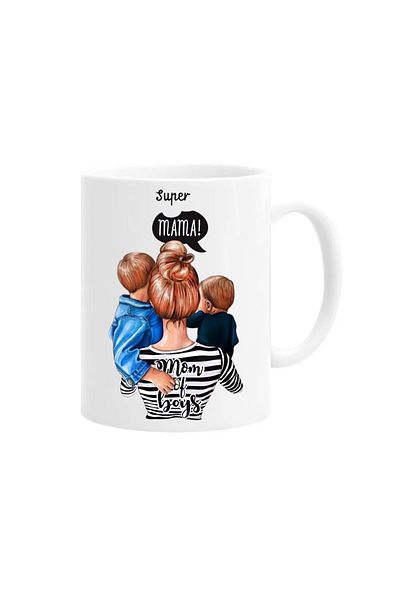 OEM Cană albă personalizată „super Mamă, Mamă de băieți”, Inovatix®. 330 ml