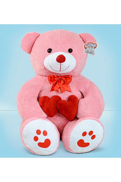 Özgüner Oyuncak 130 cm Plush Bear Holding Double Hearts - The Best Gift for Your Valentine!