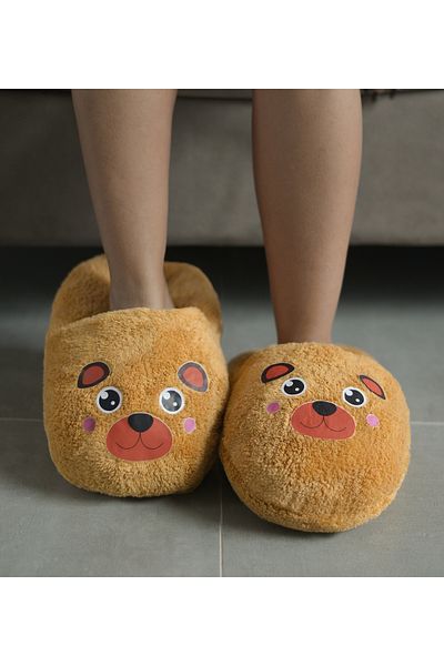 Özgüner Oyuncak Animal Patterned Plush Slippers - Indoor Slippers
