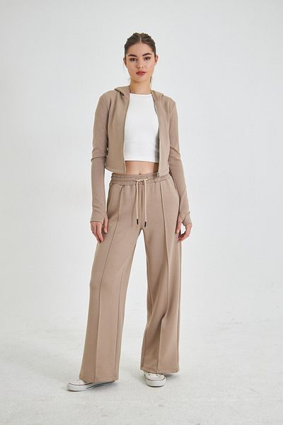 The Champ Clothing Zippered Hooded Sweatshirt, Wide Leg and Modal Fabric Tracksuit Set