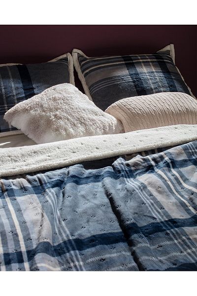 Madame Coco Palloys Sherpa-Tagesdecke für Einzelbett, Indigoblau
