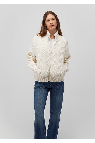 Mavi Zippered Ecru Cardigan Loose Fit / Loose Relaxed Fit 1710575 -70057