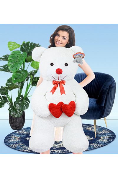 Özgüner Oyuncak 130 cm Plush Bear Holding Double Hearts - The Best Gift for Your Valentine!