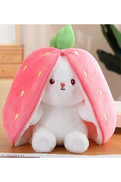 Özgüner Oyuncak 18 cm Strawberry Patterned Rabbit Special Bag for Lover