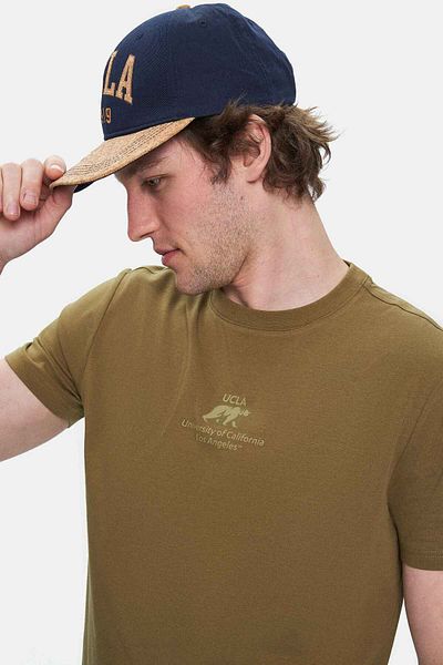 UCLA Tricou pentru bărbați FABIO, verde închis, cu decolteu rotund, cu potrivire standard