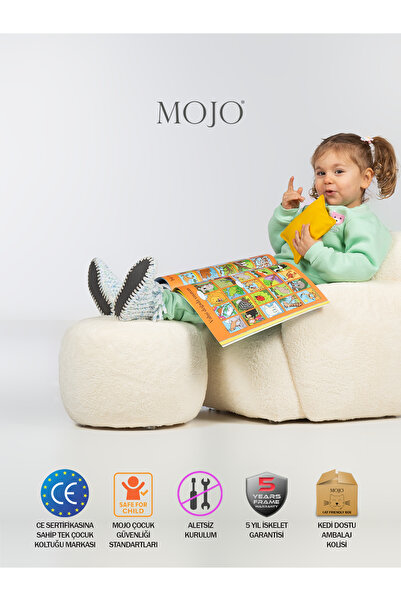 MOJO Pufy Çocuklara Özel Puf Krem Rengi - Ce Sertifikalı