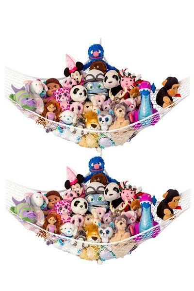 COOYA 2-Piece Mesh Hammock, Organize Your Teddy Bear and Stuffed Toy Collection, Easy to Hang, White