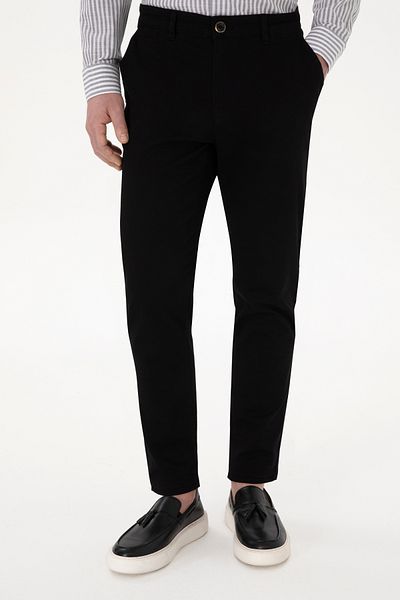 U.S. Polo Assn. Men's Black Slim Fit Canvas Trousers 50309142-Vr046