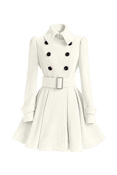 Generic Long Sleeves Trench Coat White