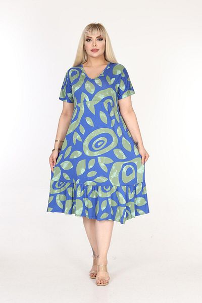 mezura tekstil plus size v λαιμόκοψη κοντό μανίκι φούστα με κορδόνι κομψό χτενισμένο βαμβακερό μίντι φόρεμα