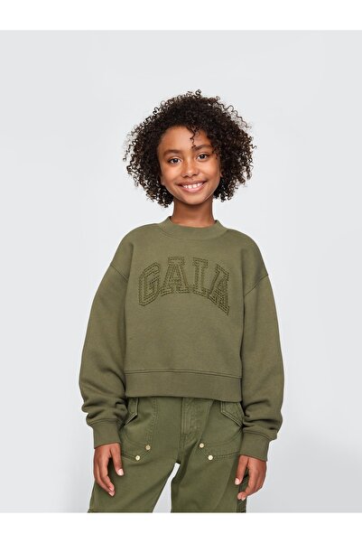 GAP Kız Çocuk Haki Gap × Cult Gaia Vintage Soft Logo Sweatshirt