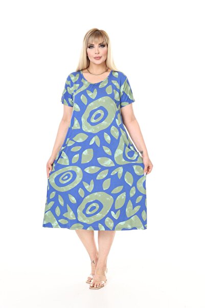 mezura tekstil Μεγάλο μέγεθος Γυναικείο Καλοκαιρινό Διπλή Τσέπη Κοντό μανίκι μίντι μήκους βισκόζη χτενισμένο βαμβακερό φόρεμα