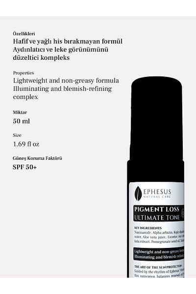 Ephesus Natural Care Pigment Loss Ultimate Tone Spf 50+ |   Anti-Blemish Sunscreen