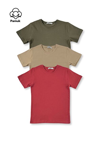 MK Mukko Kids Set de 3 tricou cu mânecă scurtă, cu design de bază, pentru fet...