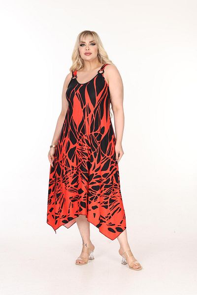 mezura tekstil Summer Strap Combed Cotton Asymmetrical Cut skirt Large Size Dress
