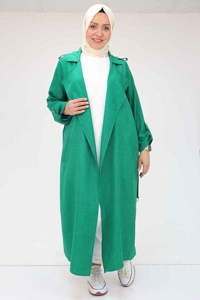 Eslina 53003 Large Size D Ring Detailed Trench Coat - Beneton