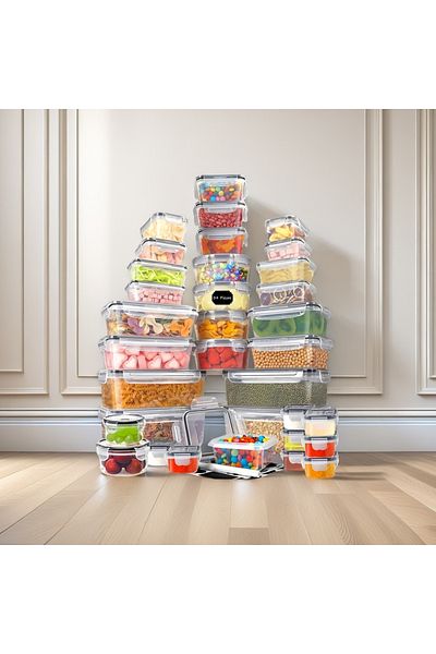 COOYA 34-Piece Sealed Storage Box Set,Stackable,BPA-Free,Leak-Proof,Multi-Size,for Kitchen Organization