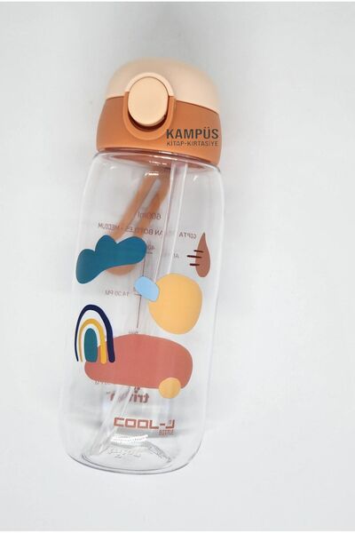 Gıpta Lockable Tritan Water Bottle with Straw 600ml Orange-In Box