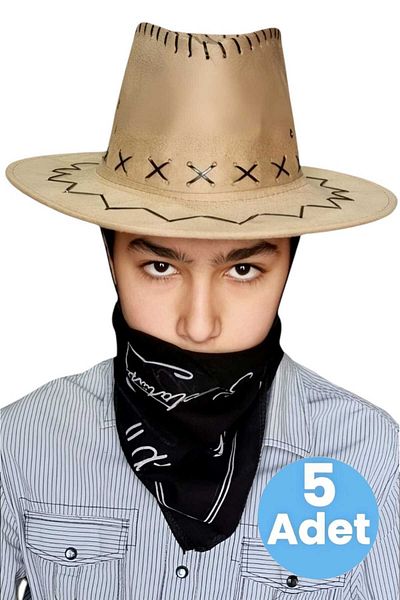 Mood Agenda 5-Piece Bandana Nubuck Cowboy Hat (8-14 Years Old)