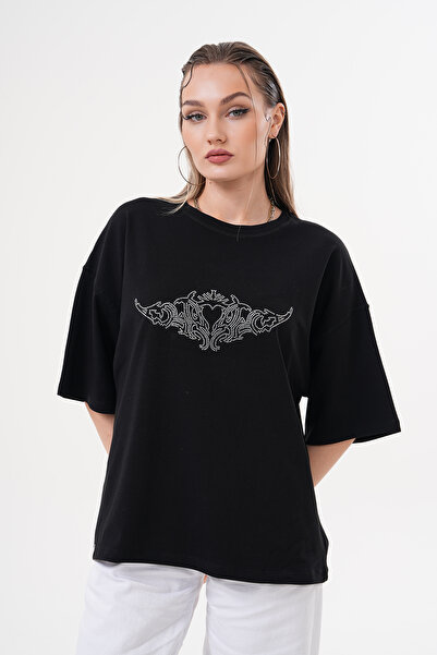 jansogroup - شورت نسائي قصير مطبوع عليه حجر أسود اللون على شكل قلب إنتاج آلة ...