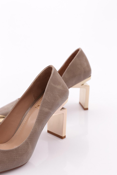 DGN Kadın Topuklu Ayakkabı Vizon Yılan 231572859