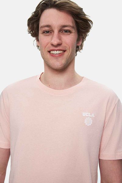 UCLA Bass Dusty Pink Crew Neck Printed Standard Fit Men's Tshirt