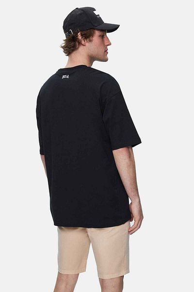 UCLA Aire Black Crew Neck Printed Oversize Men's Tshirt