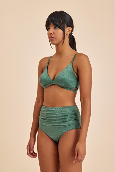 Amarelle Πράσινο μπικίνι με ψηλόμεσο μπικίνι εφέ σύσφιξης με κορδόνι μπροστά
