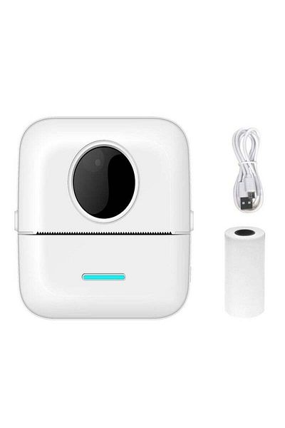 COOYA Label Printer, Bluetooth Inkless Printing , 11 Rolls Of Thermal Paper, For Android And Ios