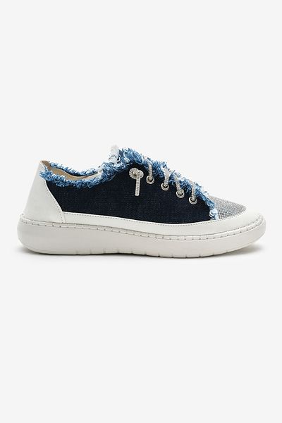 Tonny Black Pantofi sport cu șireturi din țesătură din denim, albastru bleumarin, cu talpă din polietilenă