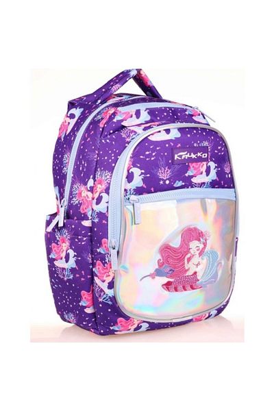 KAUKKO Blue Embroidered Mirrored Girl'S School BacKpacK