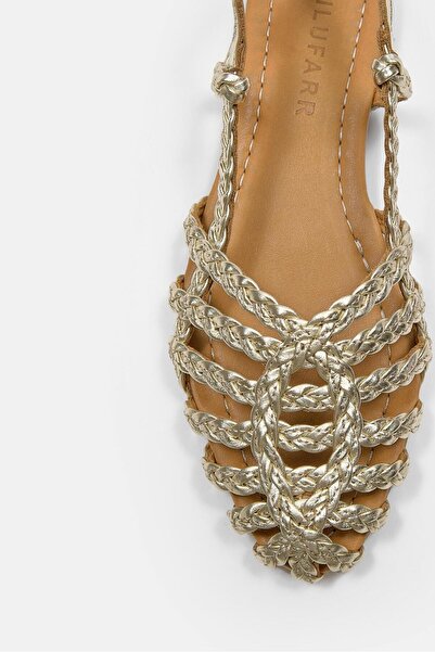 NILUFARR Sandra Gold Genuine Leather Women's Sandals