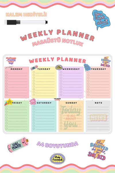 The Grade Summer Sil Notepad Weekly Planner Desktop Business Planner (A4 Size 30X22 cm)