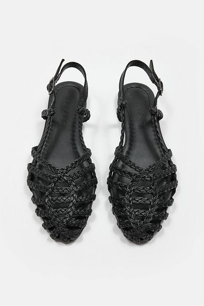 NILUFARR Sandra Black Genuine Leather Women's Sandals
