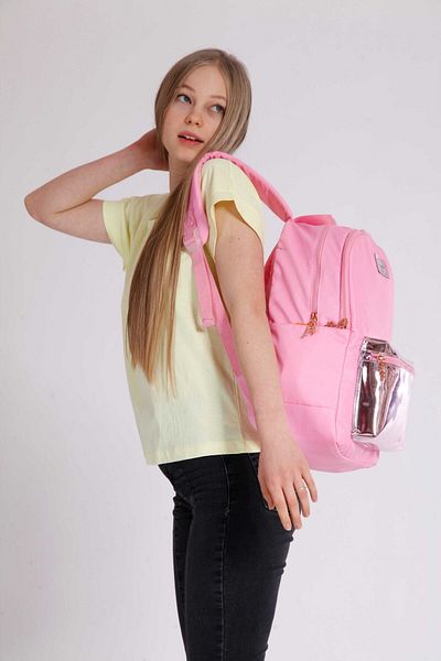 KAUKKO Bright School Bag 41x26x18 Mirrored Pink (K1345)