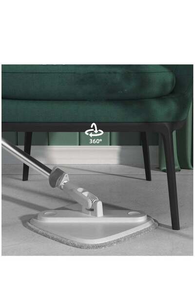 Yelajoy Spin mop set,square mop head,height-adjustable,detachable handle,with 3 reusable mop pads,gray