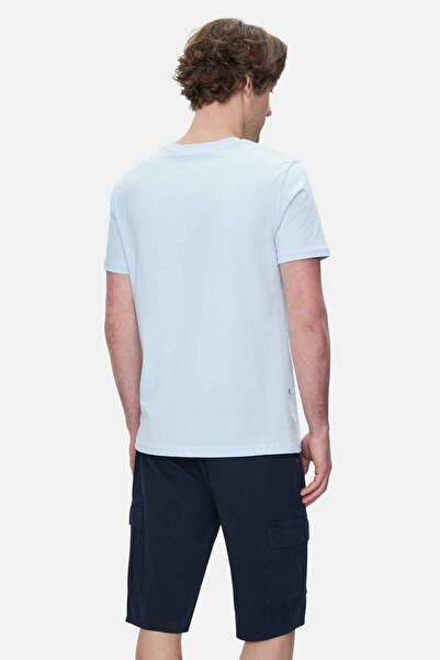 UCLA CULVER Gök Mavi Bisiklet Yaka Baskılı Standard Fit Erkek Tshirt