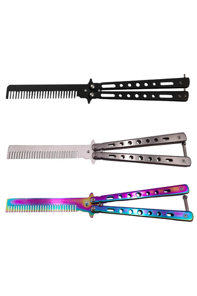 Depox Sada troch tréningových nožov IdeallStore, štýlový motýľ, nehrdzavejúca...