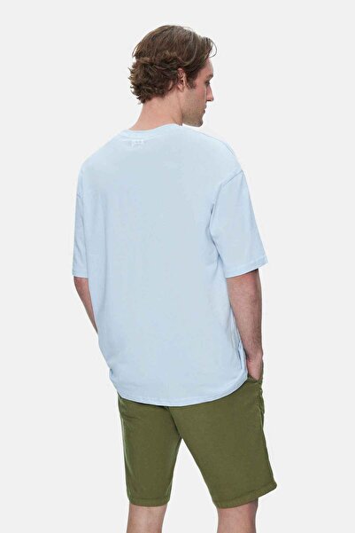 UCLA Ανδρικό μπλουζάκι AIRE Sky Blue Crew Neck με στάμπα Oversize