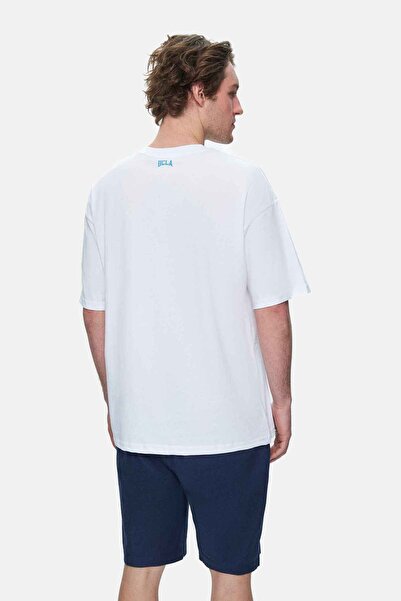 UCLA Ανδρικό μπλουζάκι AIRE White Crew Neck με στάμπα Oversize
