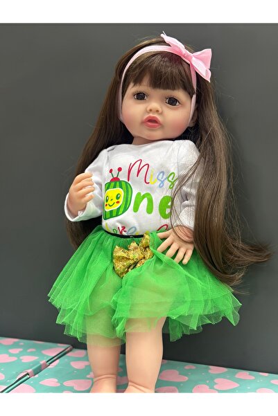 Genel Markalar Gerçekçi yeni doğmuş emaye bebek 55cm simüle bebek kız bebek için elbiseli  yumuşak silikon bebek