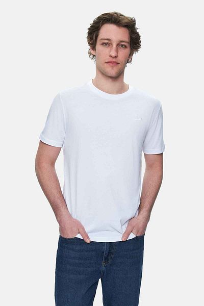 UCLA Tricou pentru bărbați, alb, cu decolteu, brodat, cu potrivire standard