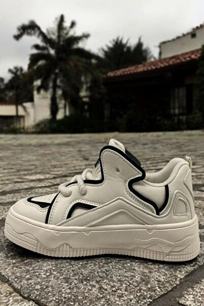 Benetton Bni-10100 Beige Color Black Detailed Women's Sneaker Full Orthopedic Daily Women's Sports Shoes